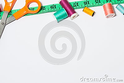 Colourful collection of sewing accessories Stock Photo