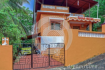 Colourful contemporary house on small hill in South Goa Editorial Stock Photo