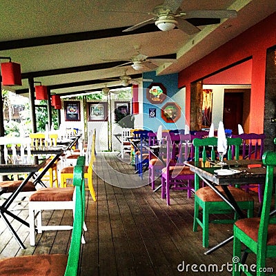 Colourful Costa Rican Restaurant Stock Photo