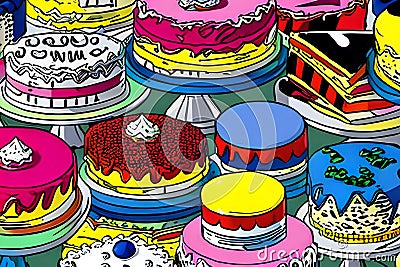 Colourful cream cakes Stock Photo