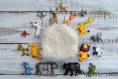 Colourful digital newborn background with animals Stock Photo