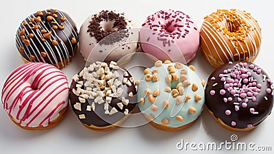 Colourful donuts with different topping. Stock Photo