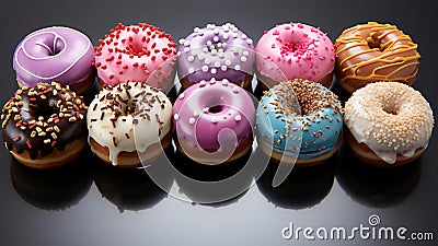 Colourful donuts with different topping. Stock Photo