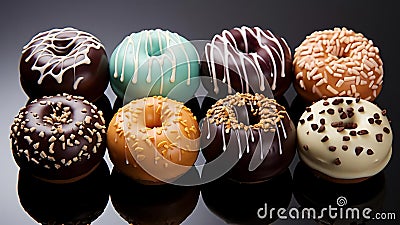 Colourful donuts with different topping. Stock Photo