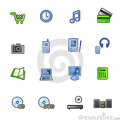 Colourful e-shop icons Stock Photo