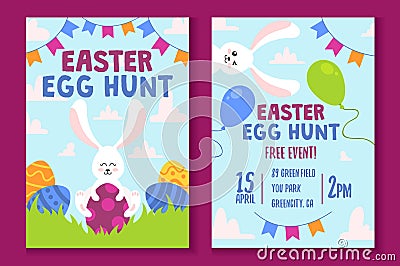 Colourful easter egg hunt event template Vector Illustration