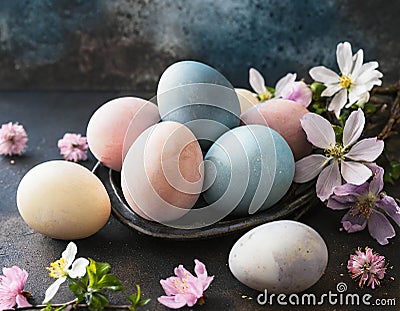 Colourful Easter eggs. Natural dye concept Stock Photo