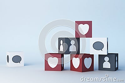 Colourful Emojis icons and icons box. Social media concept Stock Photo