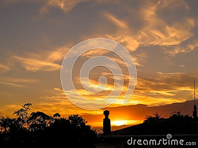 Evening colours spread throughout sky Stock Photo