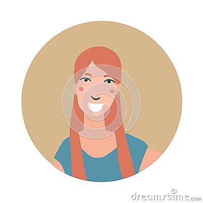 Colourful female face circle in flat style Vector Illustration