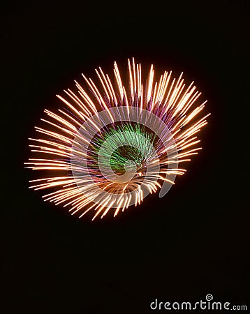 Colourful fireworks isolated in dark background close up with the place for text, Malta fireworks festival, 4 of July, Independenc Stock Photo