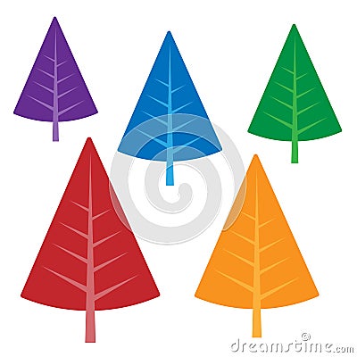 Colourful flat trees, isolated, vector illustration Vector Illustration