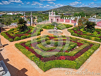 Formal garden at Estoi Palace, Estoi, Algarve, Portugal. Stock Photo