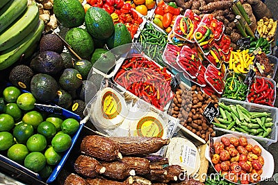 Colourful Fruit and Vegetables, St Joseph Market, Barcelona Editorial Stock Photo