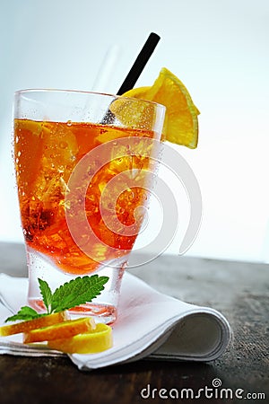 Colourful glass of aperol spritz Stock Photo