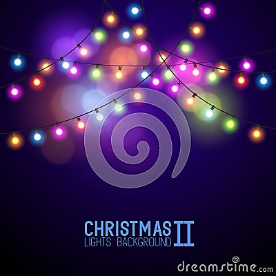 Colourful Glowing Christmas Lights Vector Illustration