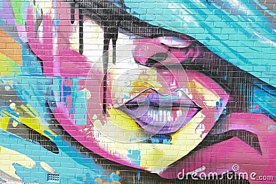 Colourful Grafitti Portrait Editorial Stock Photo