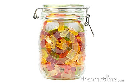 Colourful gummy bears / jelly baby candy sweets in a jar Editorial Stock Photo