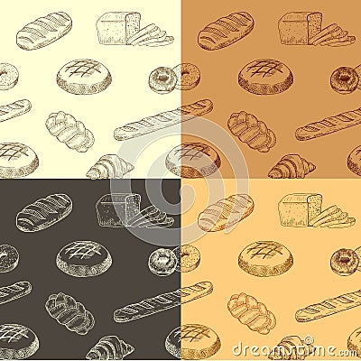 Colourful hand drawn pattern with realistic baking. Vector Illustration