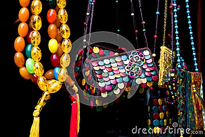 A Colourful handmade Souvenirs for sale in Sheki: Azerbaijan`s Great Silk Road city .Closeup Stock Photo