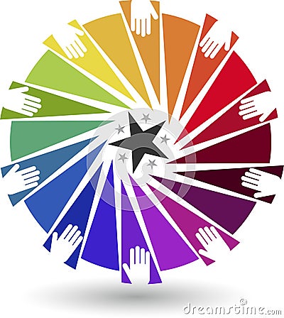 Colourful hands logo Vector Illustration