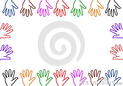 Colourful hands on white background. Stock Photo