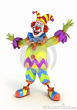Colourful Happy Clown on a white background Stock Photo