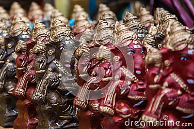 Colourful Hindu god named Ganapati for sell in the market at Chidambaram,Tamilnadu,India. Stock Photo