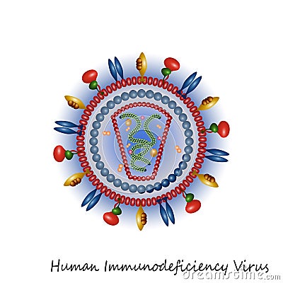 HIV virus particle structure isolated Vector Illustration