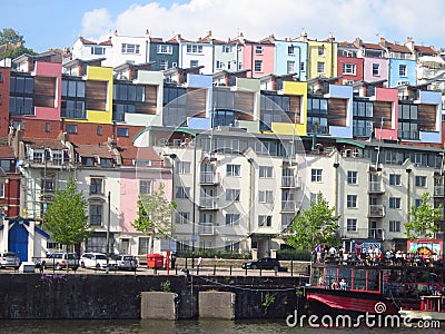 Colourful houses along Bristol's harbour side Editorial Stock Photo