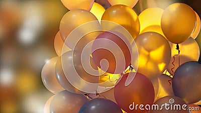 Colourful illuminated party balloons at night with back light Stock Photo