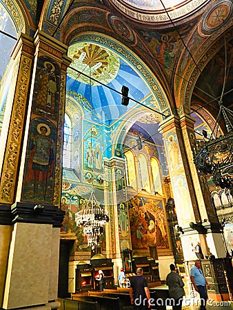 Colourful Interior, Cathedral of Dormition of the Mother of God, Varna, Bulgaria Editorial Stock Photo