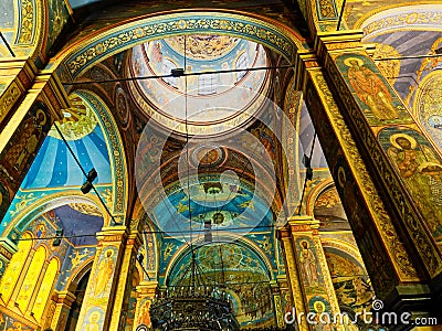 Colourful Interior of Cathedral of Saints Peter and Paul, Constanta, Romania Stock Photo