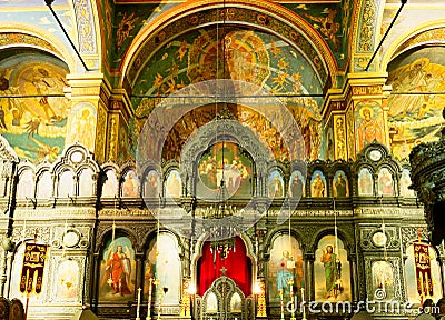 Colourful Interior, Cathedral of Dormition of the Mother of God, Varna, Bulgaria Stock Photo