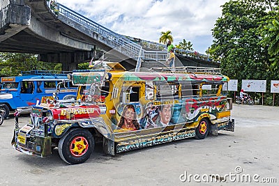 Colourful Jeepney in Puerto Princessa Editorial Stock Photo