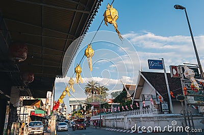 Colourful lantern, Yi Peng or Loy Krathong festival Editorial Stock Photo