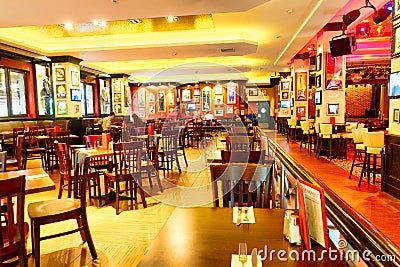 Colourful Lighting, Hard Rock Cafe, Bucharest, Romania Editorial Stock Photo