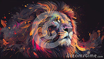 Colourful lion art Cartoon Illustration