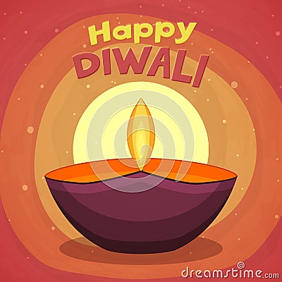 Colourful lit lamp for Happy Diwali celebration. Stock Photo