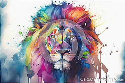 Colourful majestic lion portrait Stock Photo