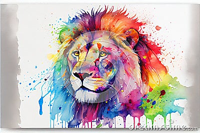 Colourful majestic lion portrait Stock Photo