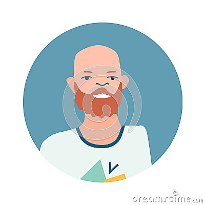 Colourful male face circle in flat style Vector Illustration