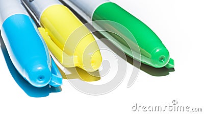 Colourful markers on white background Stock Photo