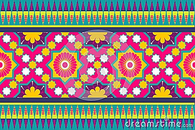 Colourful Morocco ethnic motif seamless pattern with nature traditional background Design vector Vector Illustration