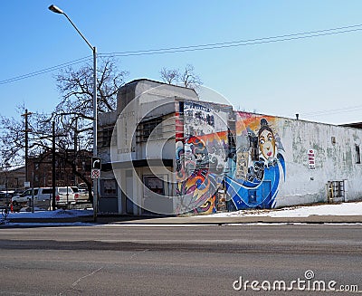 Colourful Mural On Building In Downtown Edmonton Editorial Stock Photo