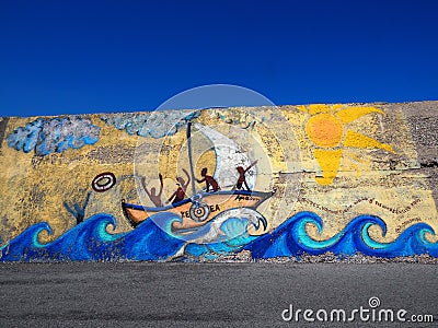 Colourful Mural In Heraklion Crete Greece Editorial Stock Photo