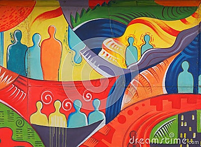 Colourful Mural In Heraklion Crete Greece Editorial Stock Photo