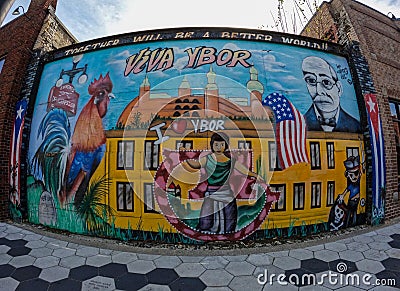 A colourful mural in Ybor City, Tampa, Florida Editorial Stock Photo