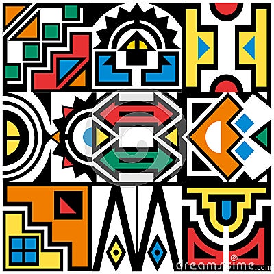 Colourfull Ndebele design pattern backgrounds Vector Illustration