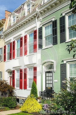 Colourful Old Terraced Houses Stock Photo